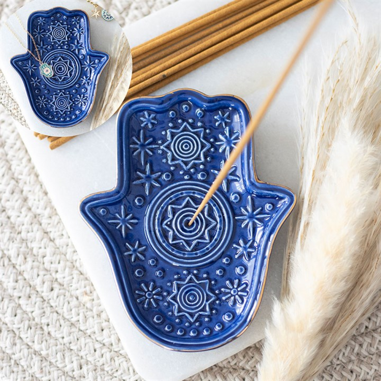 Blue Hamsa hand incense stick holder – Zeena Moon UK