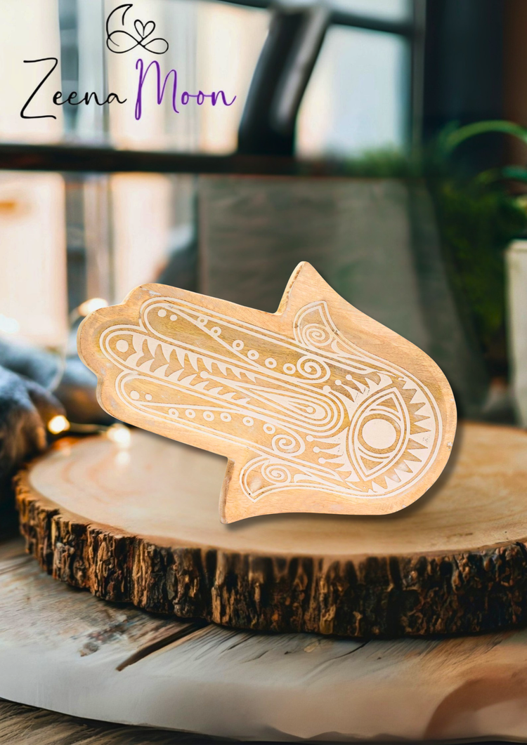 Wooden Boxes and Trays with Hamsa & Buddha