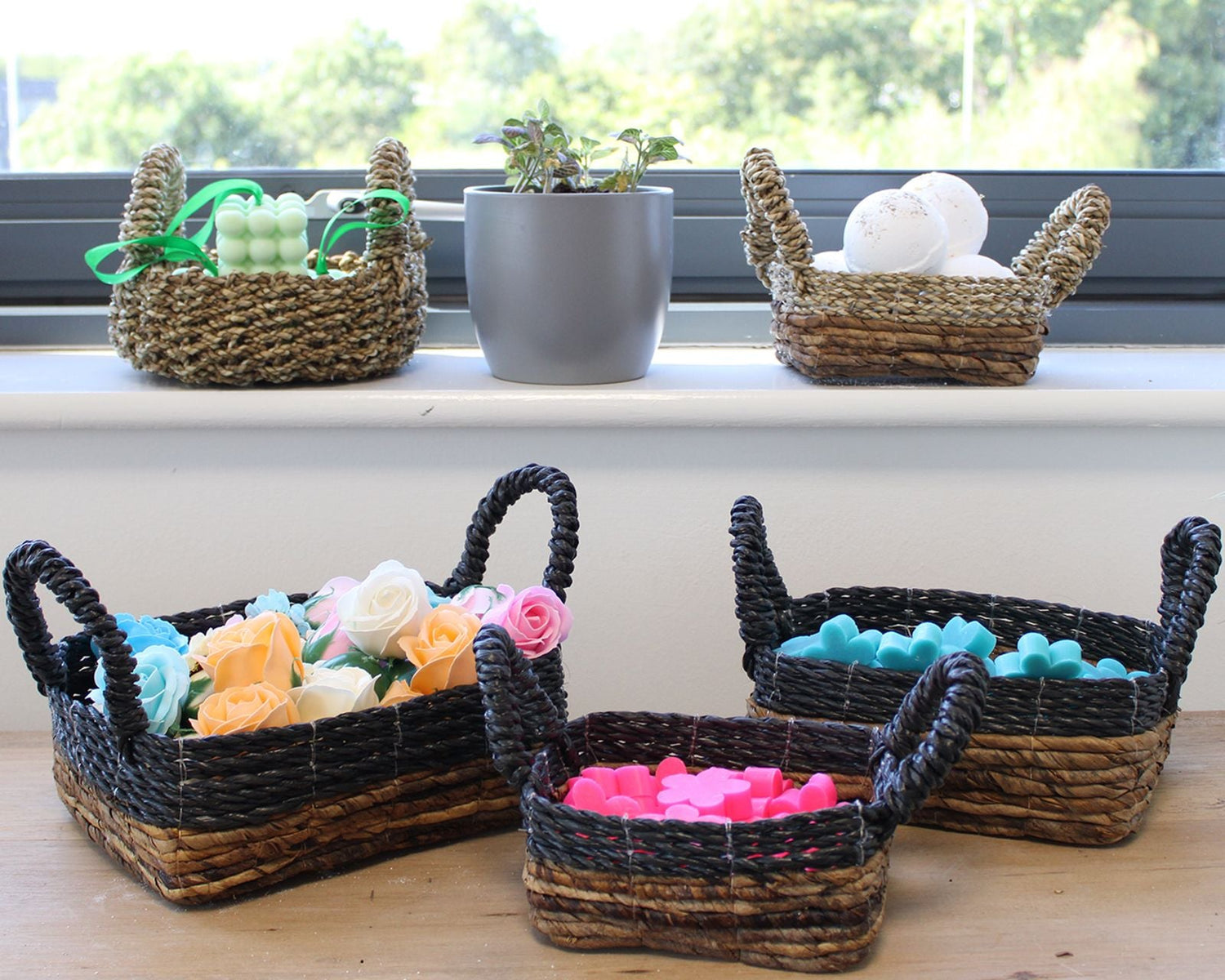 Banana Leaf & Seagrass Square Baskets
