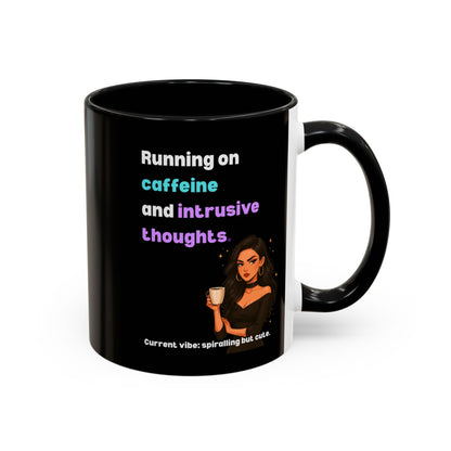 Running on Caffeine & Intrusive Thoughts Mug | Funny Overthinker Coffee Mug