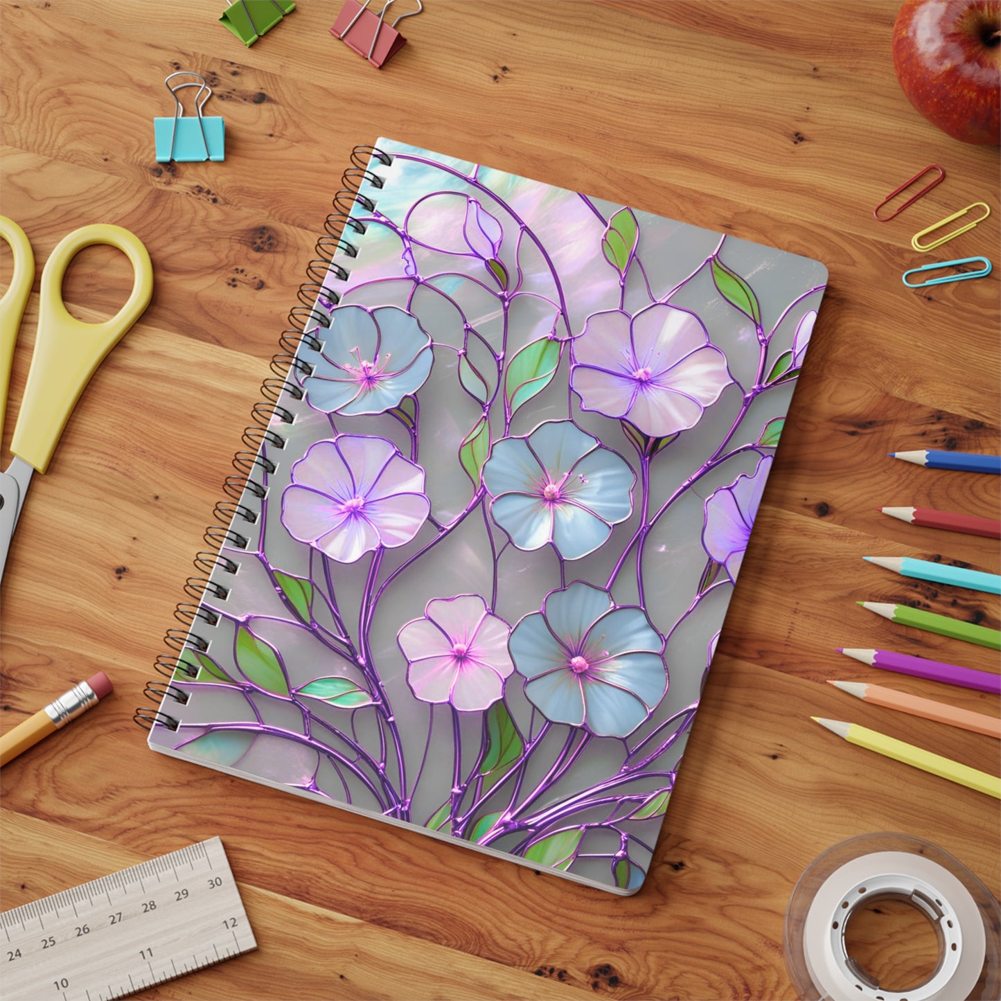 Floral Wirobound Softcover Notebook, A5 - Eco-Friendly Journal, Writing Diary, Stationery Gift for Students, Artists, and Crafters