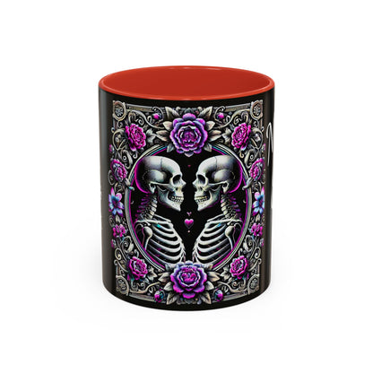 Mr & Mrs Skeleton Flower Accent Coffee Mug (11, 15oz)