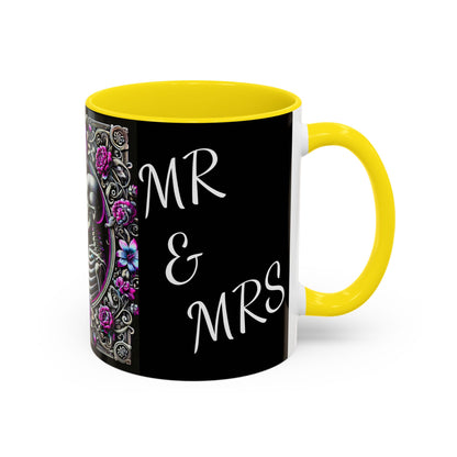 Mr & Mrs Skeleton Flower Accent Coffee Mug (11, 15oz)