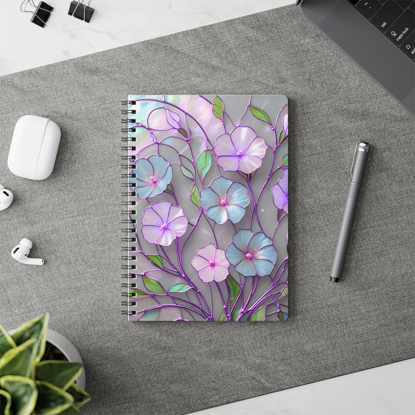 Floral Wirobound Softcover Notebook, A5 - Eco-Friendly Journal, Writing Diary, Stationery Gift for Students, Artists, and Crafters