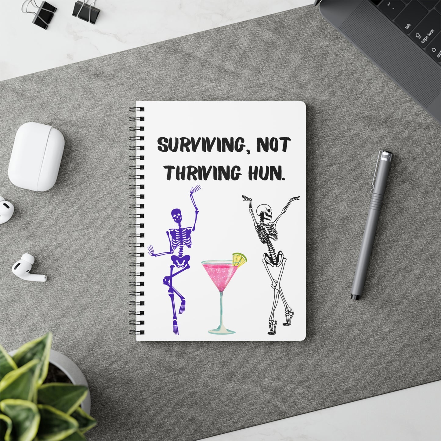 Wirobound Softcover Notebook, Surviving Not Thriving, A5 Journal for Self-Care, Gift for Friends, Teen Journal, Fun Writing, Planner