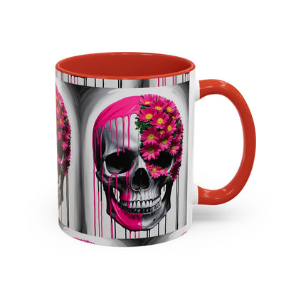 Skeleton Flower Paint Accent Coffee Mug (11, 15oz)