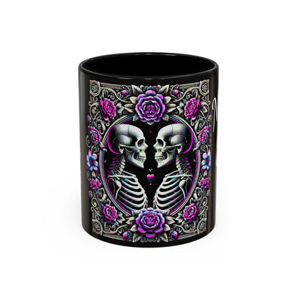 Mr & Mrs Skeleton Flower Accent Coffee Mug (11, 15oz)
