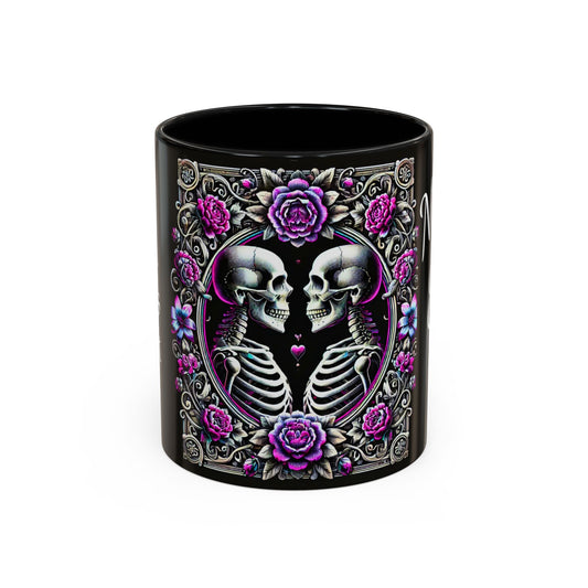 Mr & Mrs Skeleton Flower Accent Coffee Mug (11, 15oz)