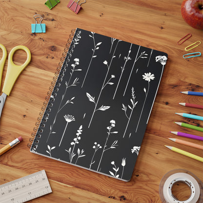 Floral Wirobound Notebook - A5 Softcover Journal for Writers, Artists, Students, Gifts, and Notetaking