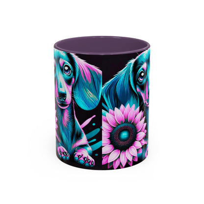 Dachshund Flower Mug Accent Coffee Mug (11, 15oz)