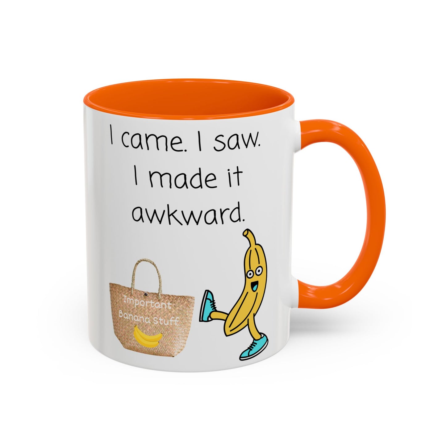 I came I Saw Whimsical Banana Accent Coffee Mug - Perfect for Gifting, Kitchen Decor, Funny Office Mug, Banana Lover Gift, Playful Drinkware