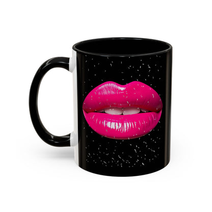 Pink Lips Glitter Black Accent Coffee Mug (11, 15oz)
