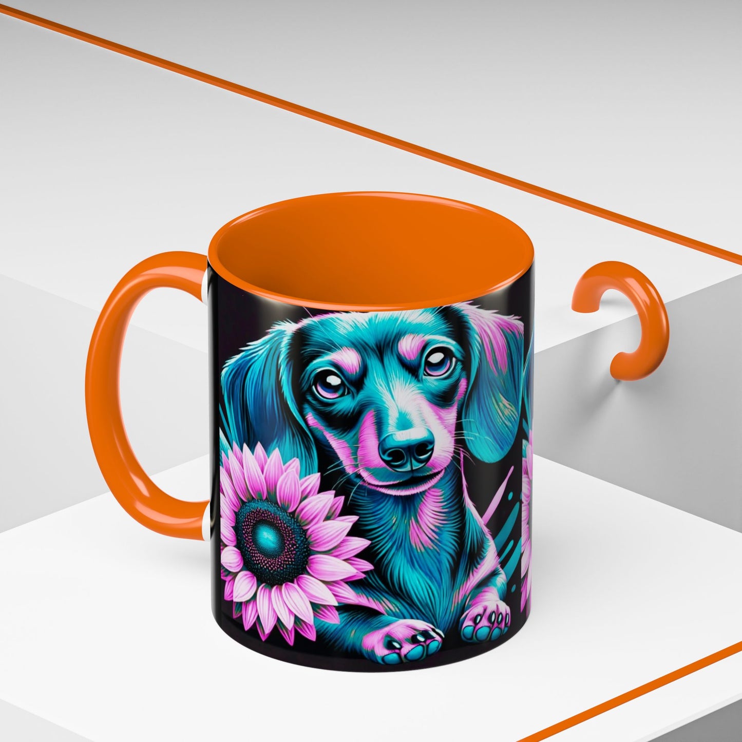 Dachshund Flower Mug Accent Coffee Mug (11, 15oz)