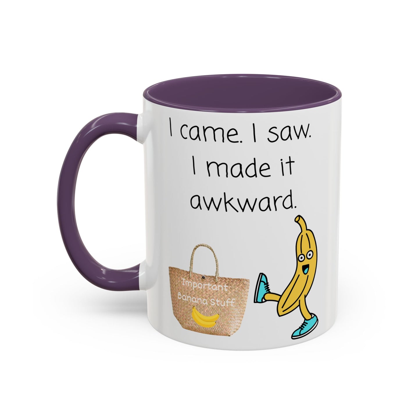 I came I Saw Whimsical Banana Accent Coffee Mug - Perfect for Gifting, Kitchen Decor, Funny Office Mug, Banana Lover Gift, Playful Drinkware