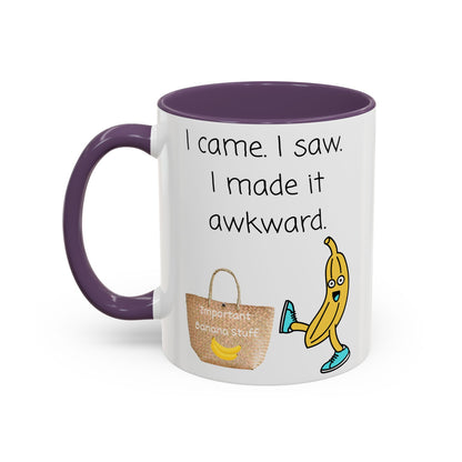 I came I Saw Whimsical Banana Accent Coffee Mug - Perfect for Gifting, Kitchen Decor, Funny Office Mug, Banana Lover Gift, Playful Drinkware