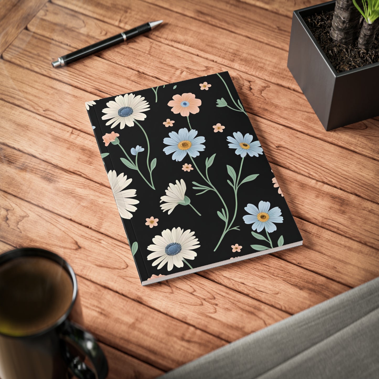 Floral Softcover Notebook, A5 – Perfect for Journaling, Notes, Gifts, Graduation, Birthdays, Floral Design