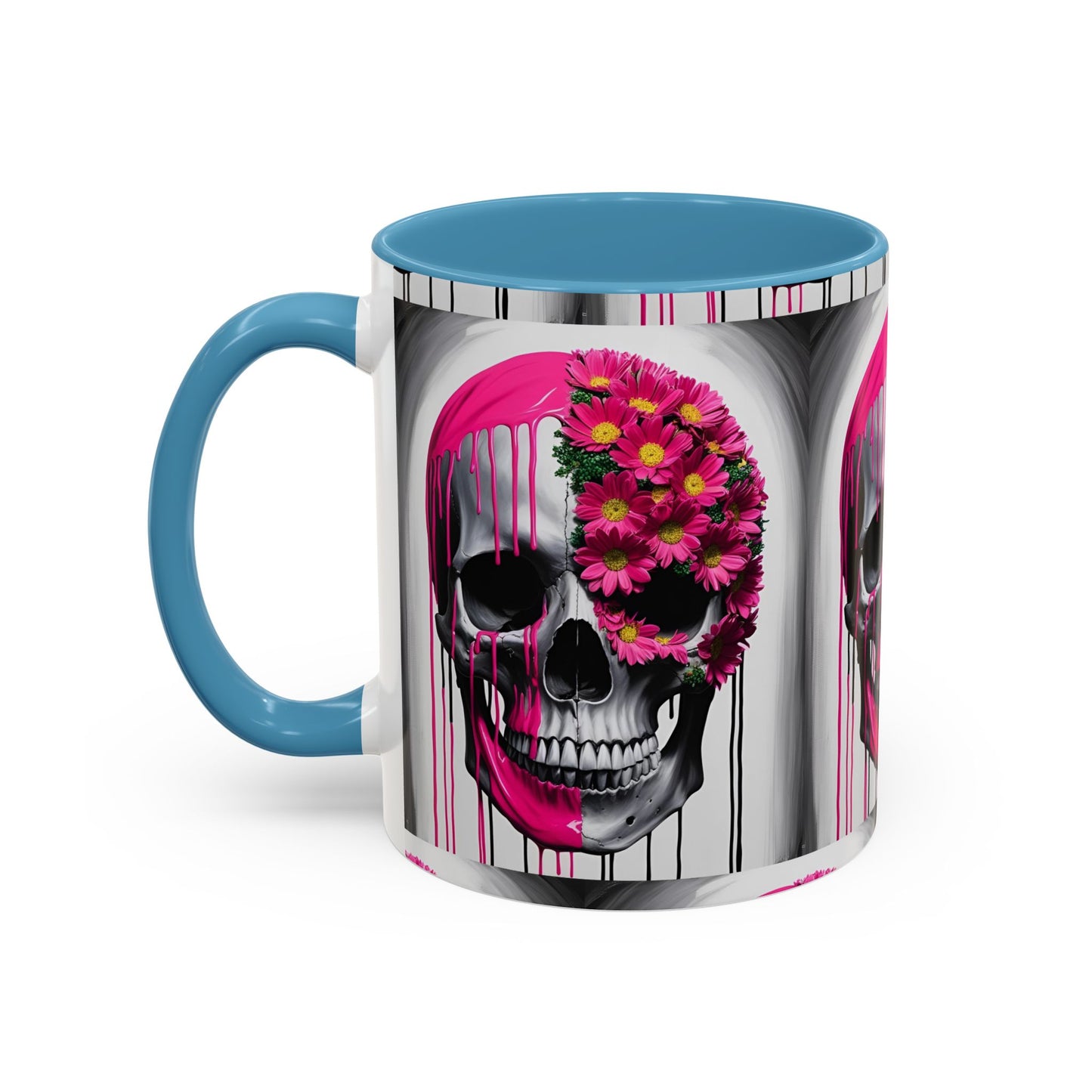 Skeleton Flower Paint Accent Coffee Mug (11, 15oz)