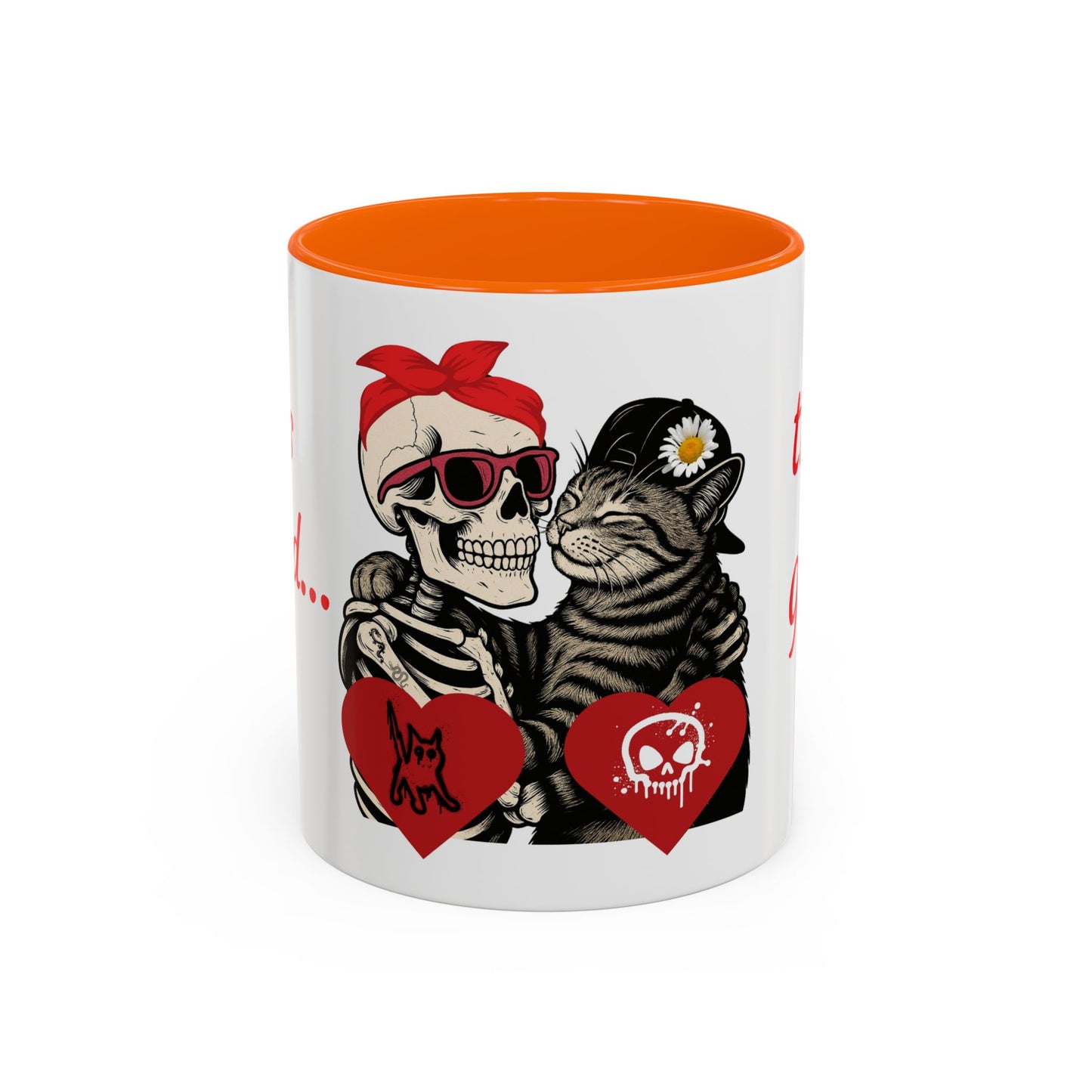 Romantic Skull & Cat Coffee Mug - Perfect for Cat Lovers