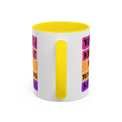 Warning: Might Say What You’re Pretending Not to Think Playful Accent Coffee Mug - Funny Gift for Friends, Humour Mug for Home, Unique Coffee Cup for Office, Quirky Tea Mug, Birthday Gift Idea