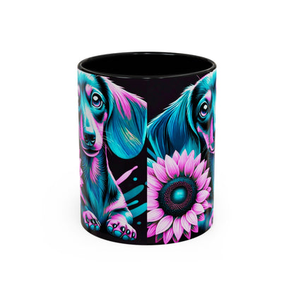 Dachshund Flower Mug Accent Coffee Mug (11, 15oz)