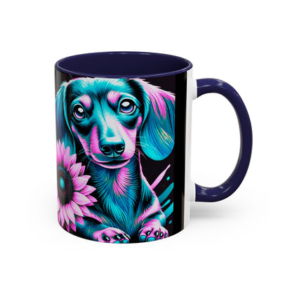 Dachshund Flower Mug Accent Coffee Mug (11, 15oz)