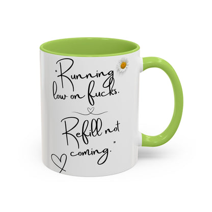 Running low on f**ks Sassy Coffee Mug, Funny Gift for Friends, Office Humour Cup, Birthday Present, Quirky Home Decor, Self-Care Coffee Mug