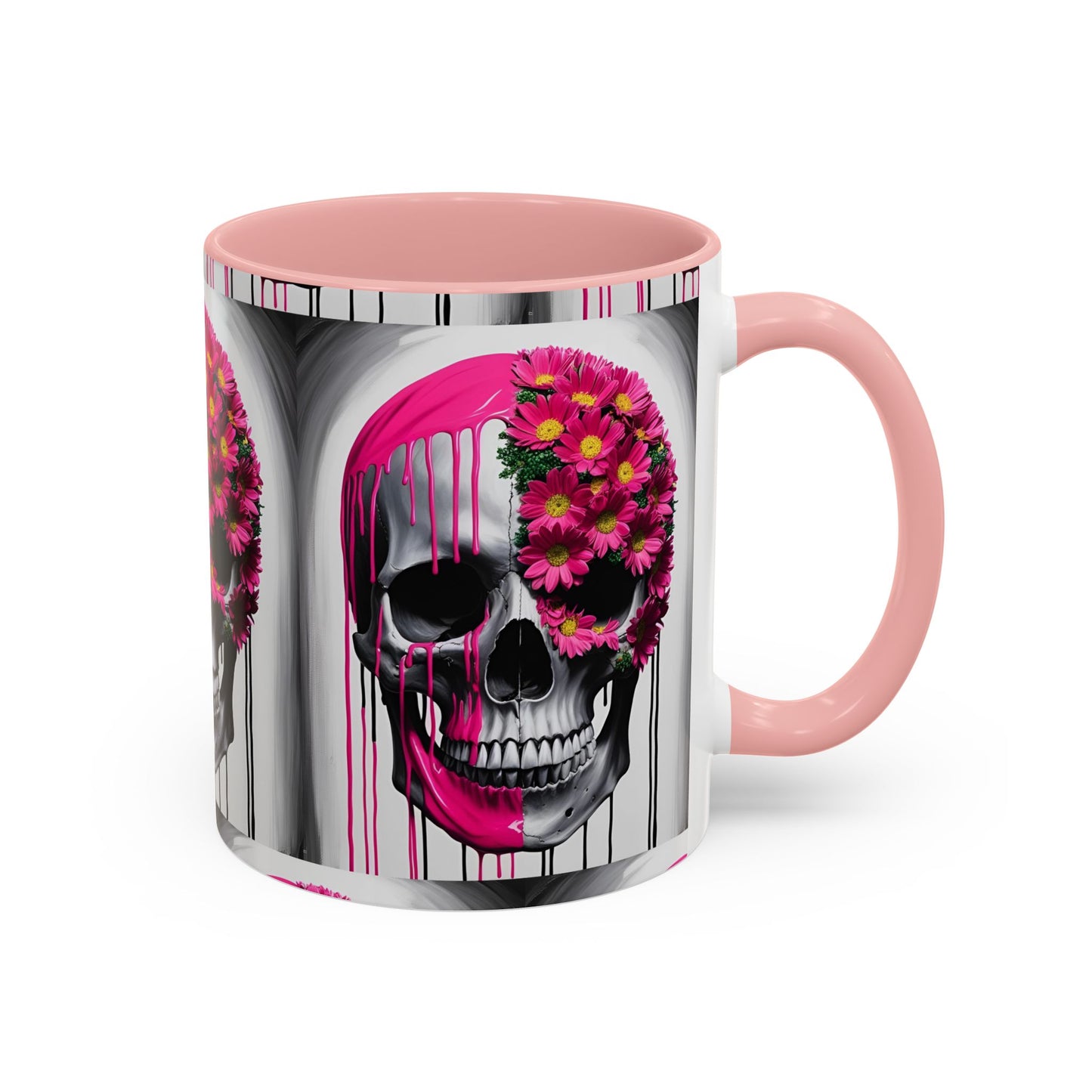 Skeleton Flower Paint Accent Coffee Mug (11, 15oz)