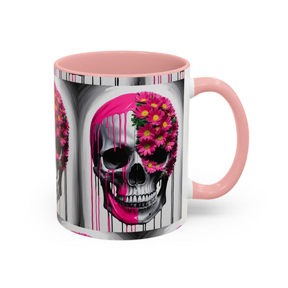 Skeleton Flower Paint Accent Coffee Mug (11, 15oz)