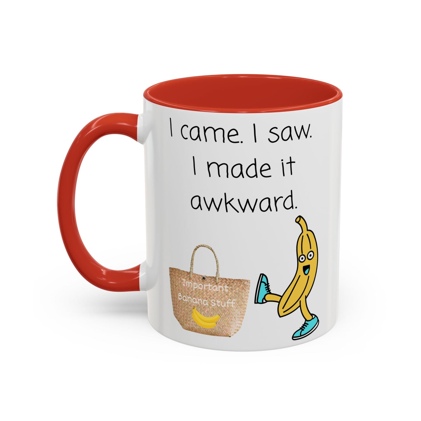 I came I Saw Whimsical Banana Accent Coffee Mug - Perfect for Gifting, Kitchen Decor, Funny Office Mug, Banana Lover Gift, Playful Drinkware