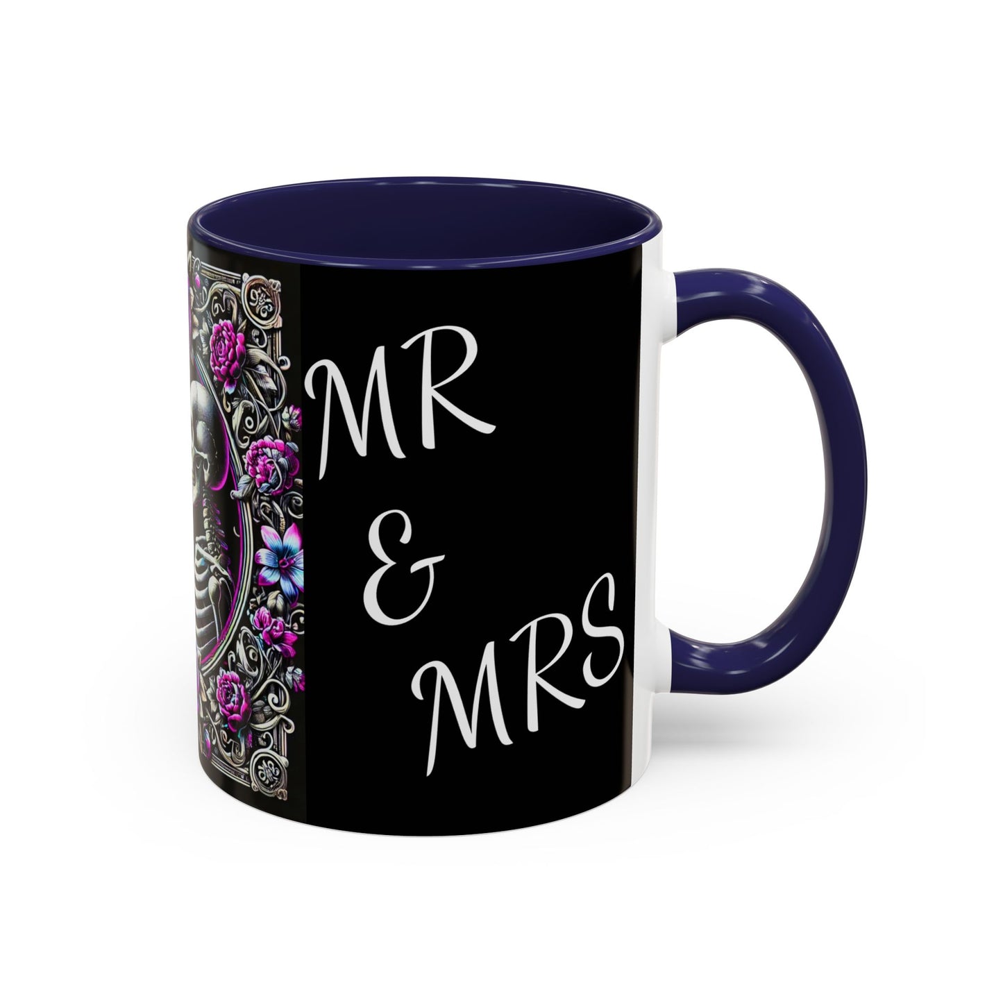 Mr & Mrs Skeleton Flower Accent Coffee Mug (11, 15oz)