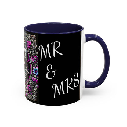 Mr & Mrs Skeleton Flower Accent Coffee Mug (11, 15oz)