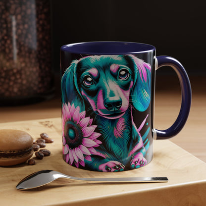 Dachshund Flower Mug Accent Coffee Mug (11, 15oz)