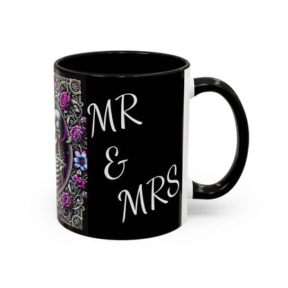 Mr & Mrs Skeleton Flower Accent Coffee Mug (11, 15oz)