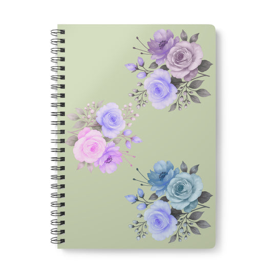 Floral Wirobound Softcover Notebook, A5 - Journal for Writers, Note-Taking, School, Gifts, Diary, Flower Design