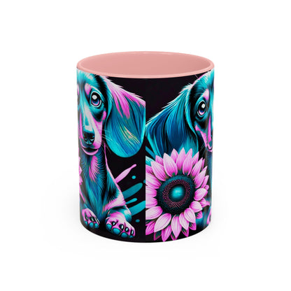 Dachshund Flower Mug Accent Coffee Mug (11, 15oz)