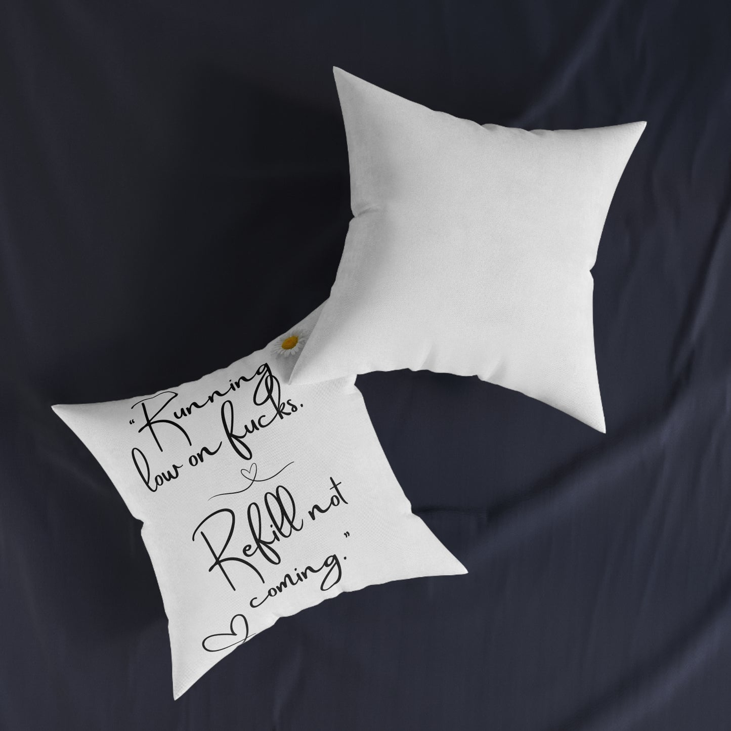 Humorous Square Cushion - "Running Low on Fucks" - Cosy Home Decor, Funny Gift, Living Room, Bedroom Accessory, Self-Care Decor