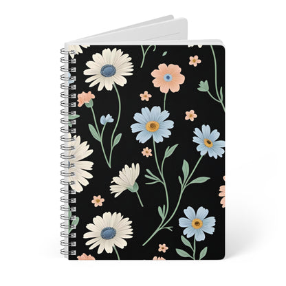Floral Wirobound Notebook, A5 Journal, Cute Stationery for School, Writing, Gift for Students, Note-taking, Flowers Design