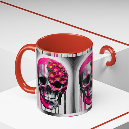 Skeleton Flower Paint Accent Coffee Mug (11, 15oz)