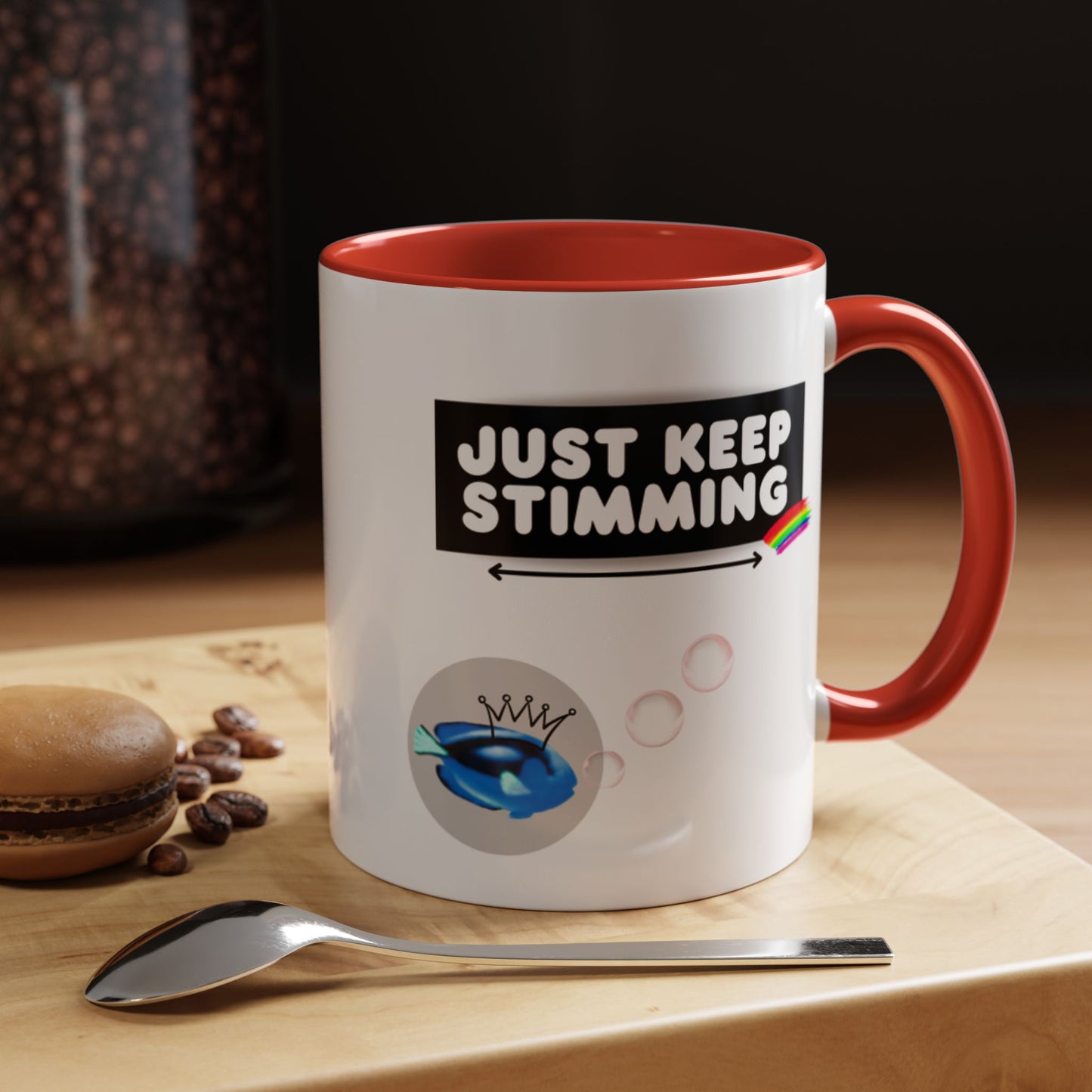 Just Keep Stimming Fish Accent Coffee Mug (11, 15oz)