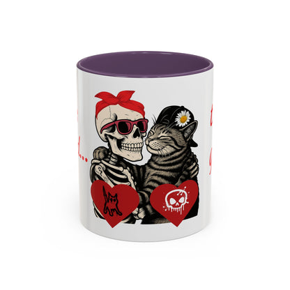 Romantic Skull & Cat Coffee Mug - Perfect for Cat Lovers