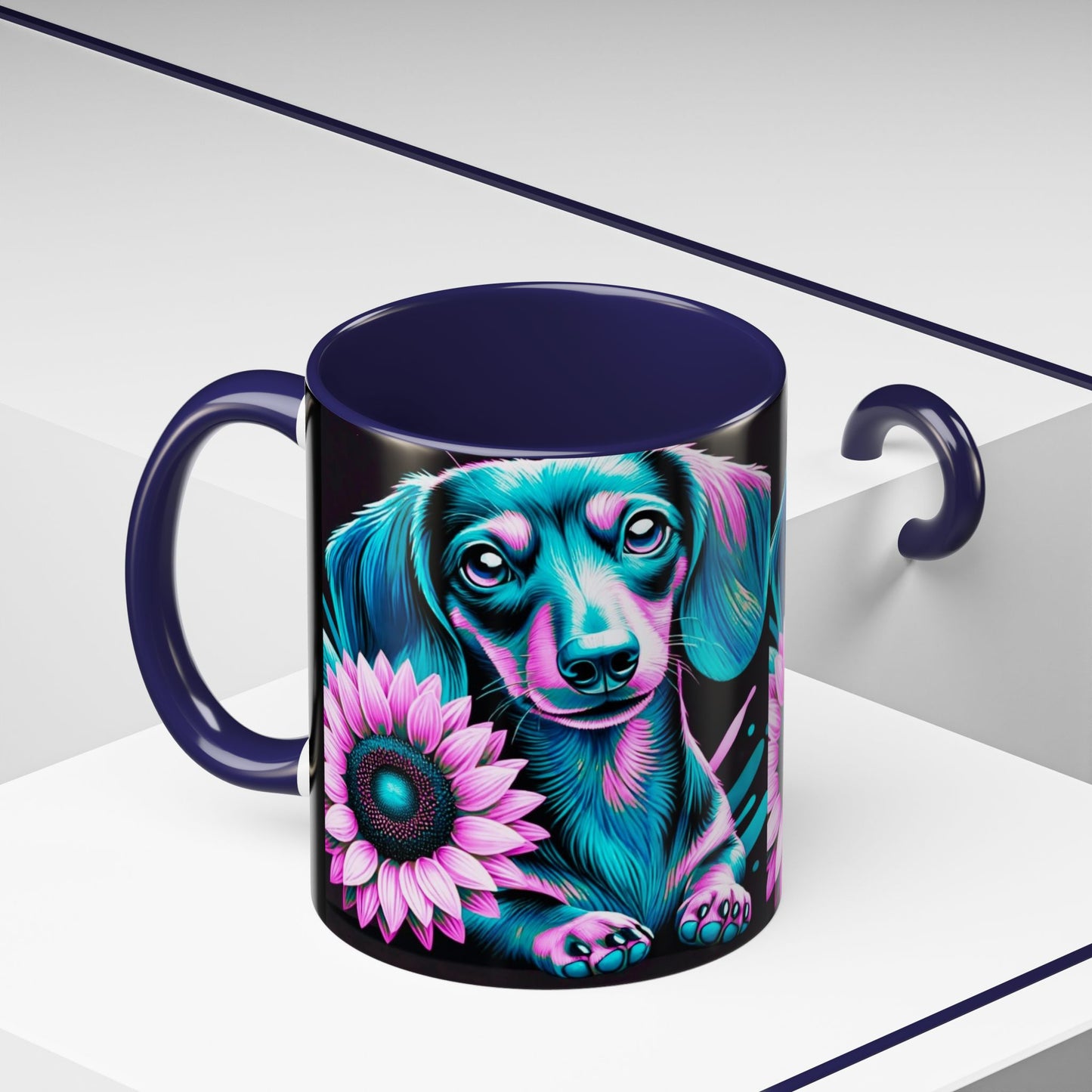 Dachshund Flower Mug Accent Coffee Mug (11, 15oz)