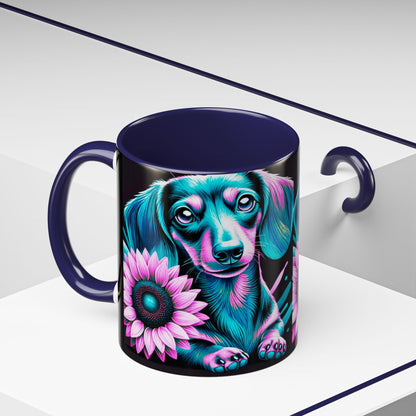 Dachshund Flower Mug Accent Coffee Mug (11, 15oz)