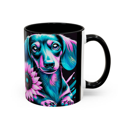 Dachshund Flower Mug Accent Coffee Mug (11, 15oz)