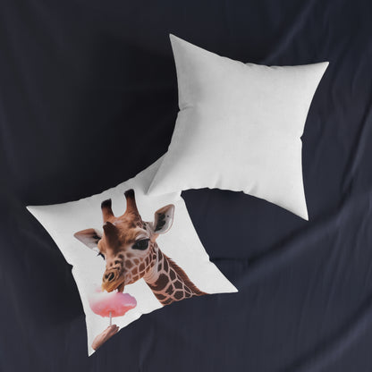 Whimsical Giraffe Square Cushion, Cute Animal Decor, Kids Room Accent, Fun Home Accessories, Great Gift for Animal Lovers