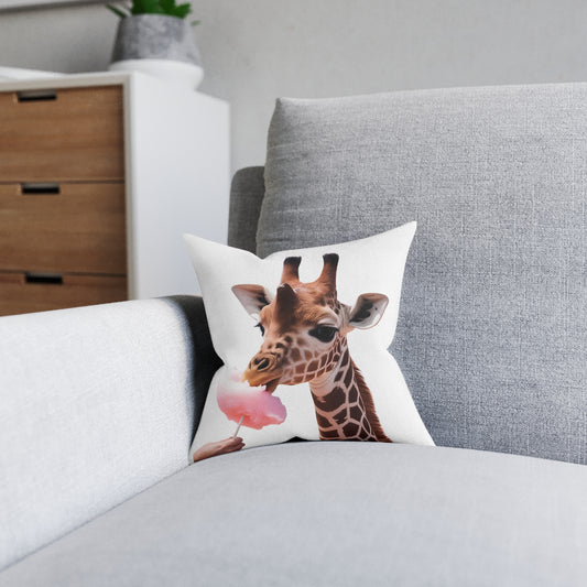 Whimsical Giraffe Square Cushion, Cute Animal Decor, Kids Room Accent, Fun Home Accessories, Great Gift for Animal Lovers