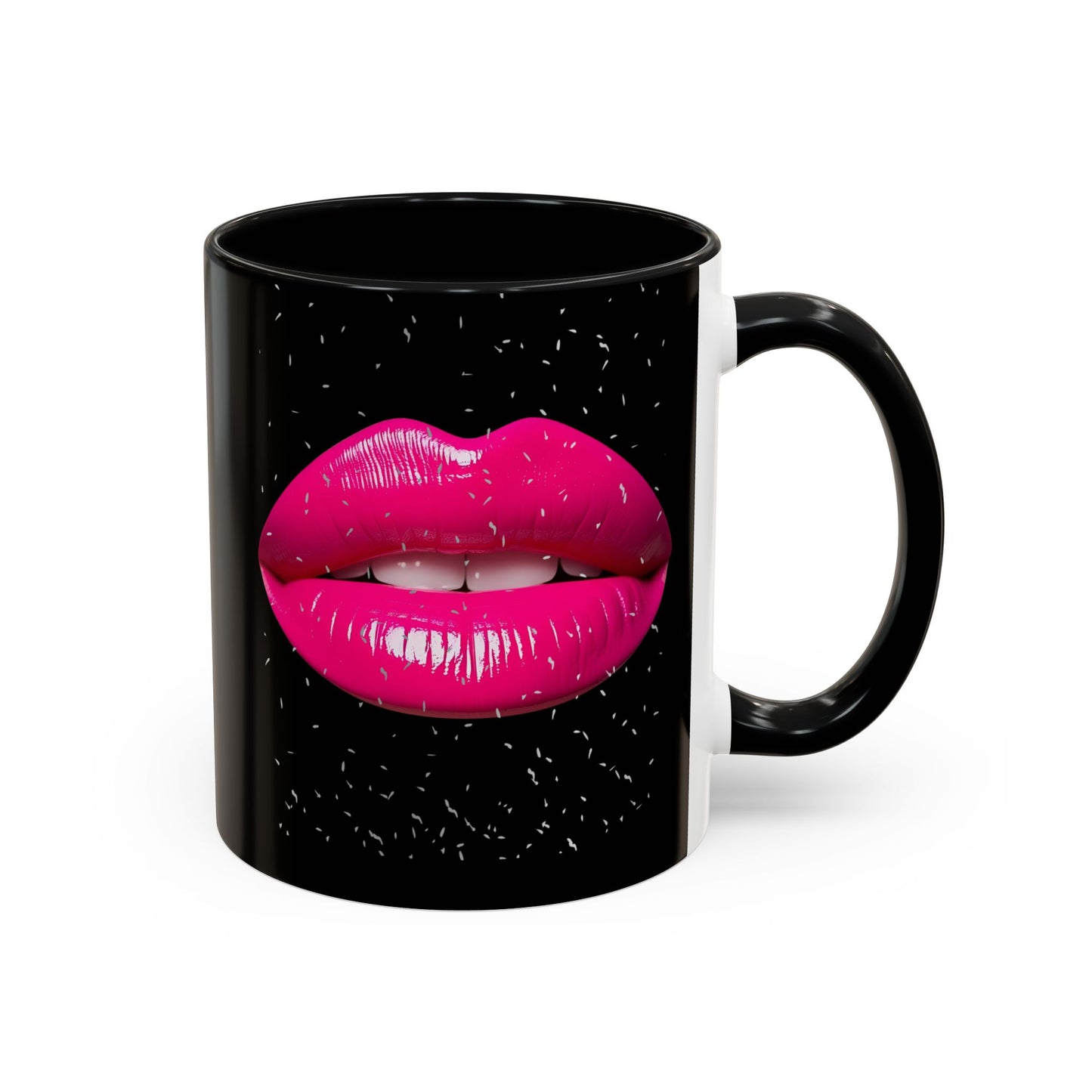 Pink Lips Glitter Black Accent Coffee Mug (11, 15oz)