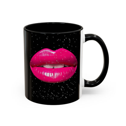 Pink Lips Glitter Black Accent Coffee Mug (11, 15oz)