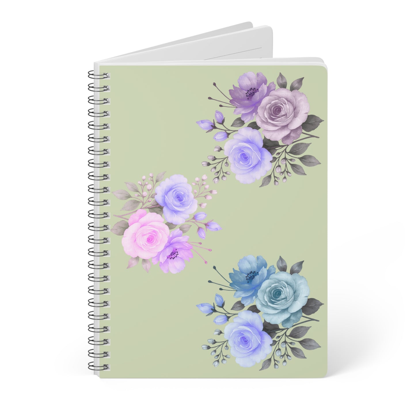 Floral Wirobound Softcover Notebook, A5 - Journal for Writers, Note-Taking, School, Gifts, Diary, Flower Design