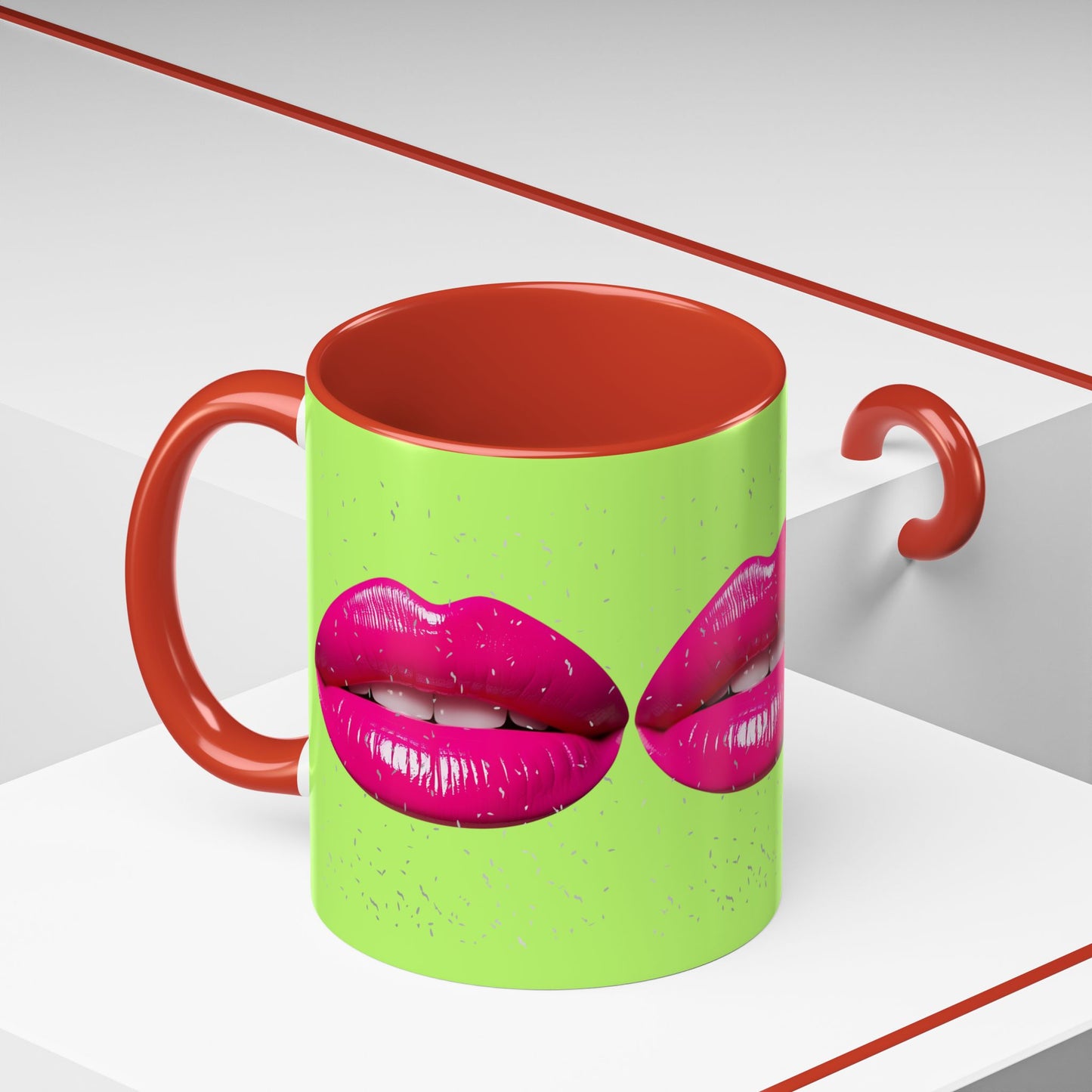 Hot Lips Neon Accent Coffee Mug (11, 15oz)