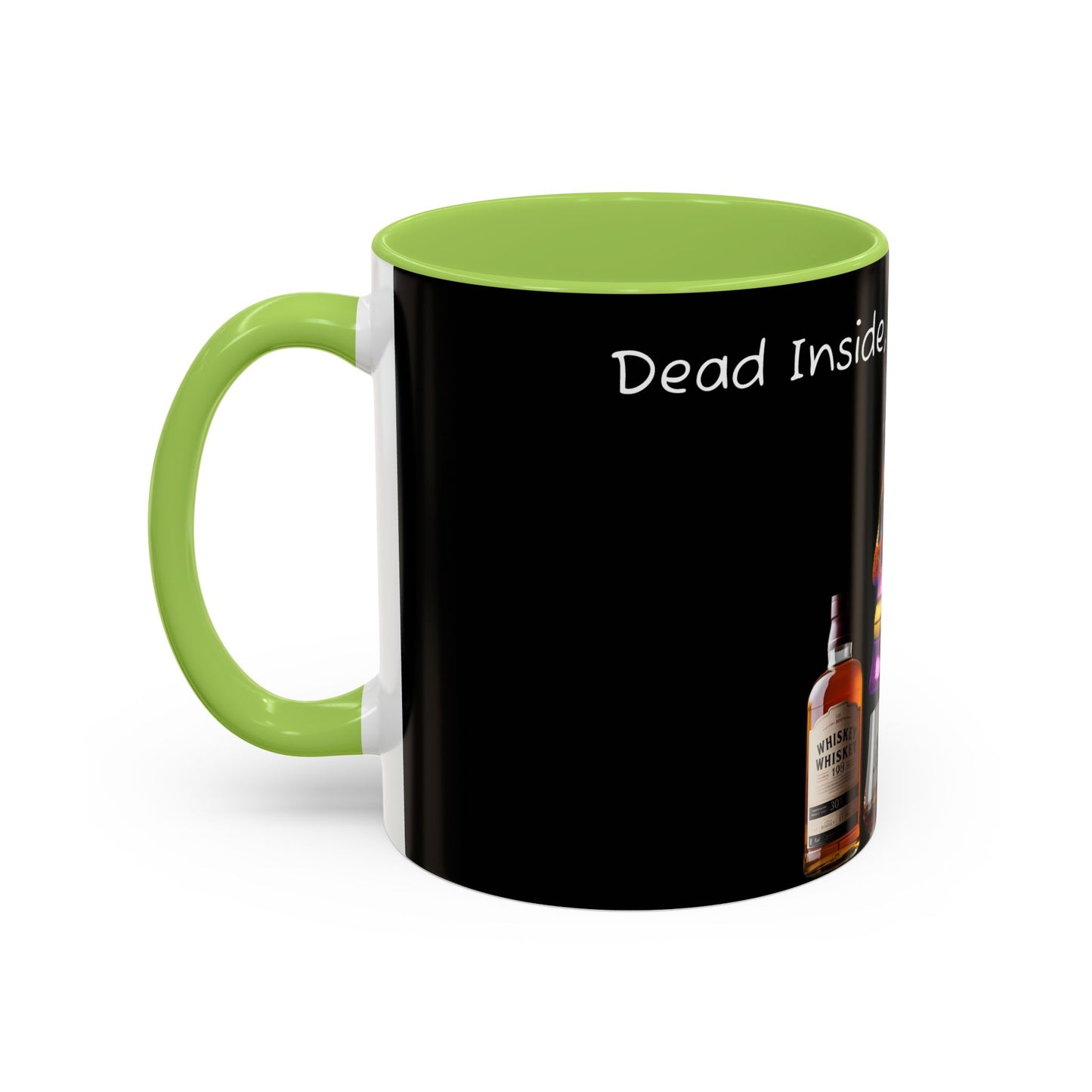 Dead Inside but still fancy Rainbow Skeleton Top Hat Whiskey Accent Coffee Mug (11, 15oz)